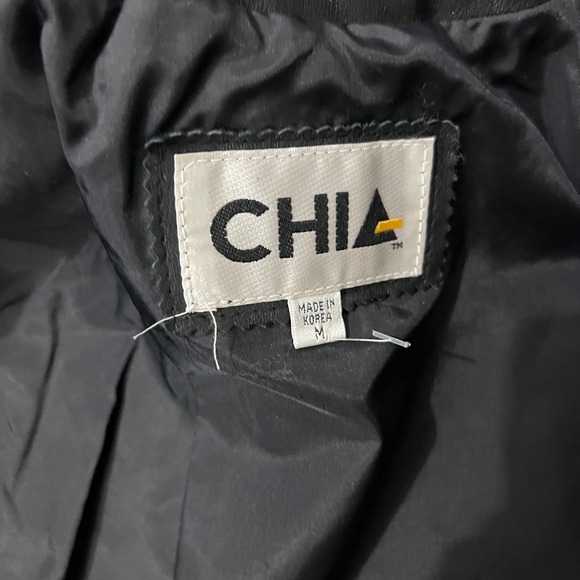 CHIA Black Leather Suede Blazer Jacket Genuine Leather Tailored Moto M - Picture 2 of 10